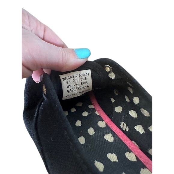 Kate Spade X Keds Black Laceless Slip on Flat Sneakers Women Sz 5.5 - Picture 6 of 9